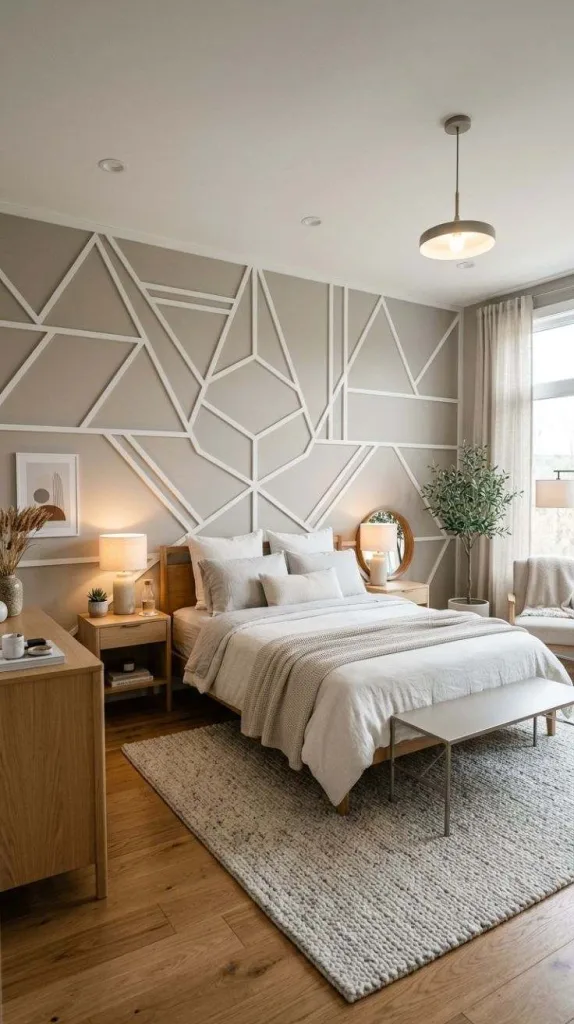 Bedroom Background Ideas for a Stylish Cozy Space 8 Geometric Wall Molding