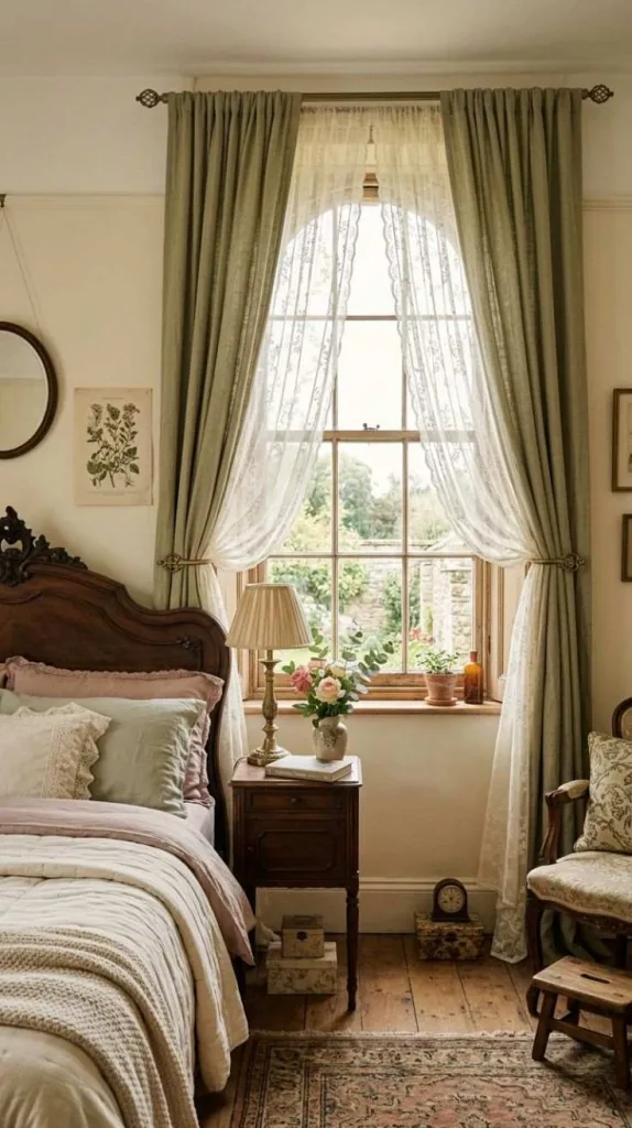 Vintage Bedroom Ideas for a Cozy Timeless Retreat 5 Lace Curtain Layers