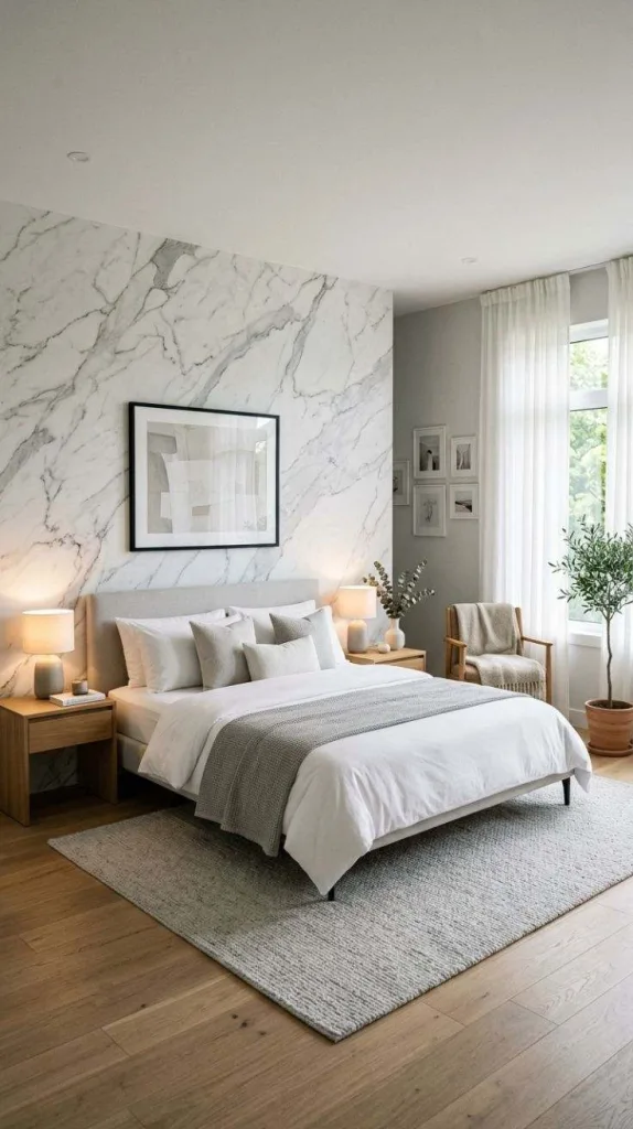 Bedroom Background Ideas for a Stylish Cozy Space 11 Marble Effect Wall