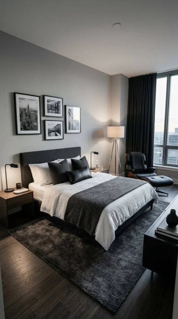 Masculine Bedroom Ideas for a Stylish Modern Retreat 11 Monochrome Gentleman’s Room