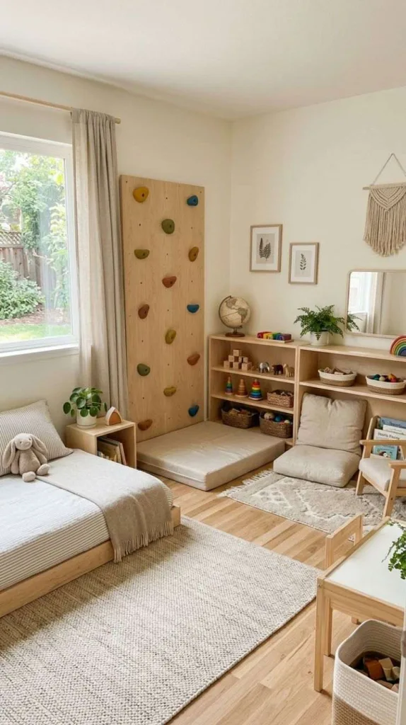 Montessori Bedroom Ideas for a Calm Child-Friendly Space 12 Montessori Climbing Wall