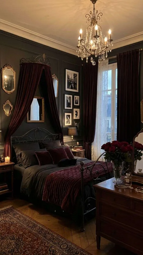 Moody Parisian Bedroom Style