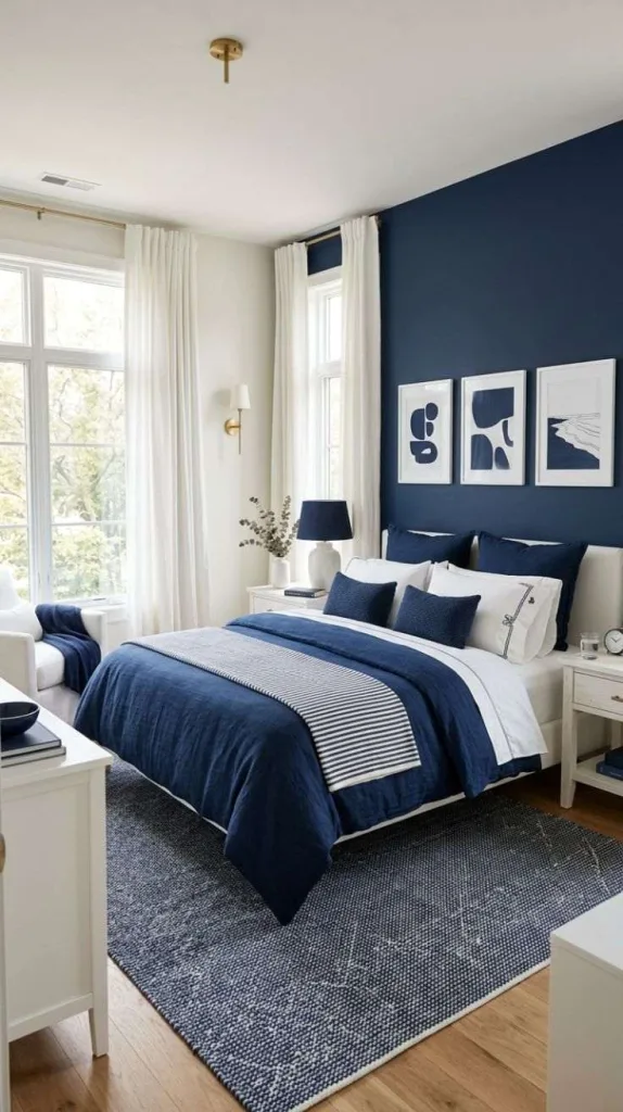 Bedroom Color Schemes for a Cozy Stylish Home 5 Navy Blue + Crisp White