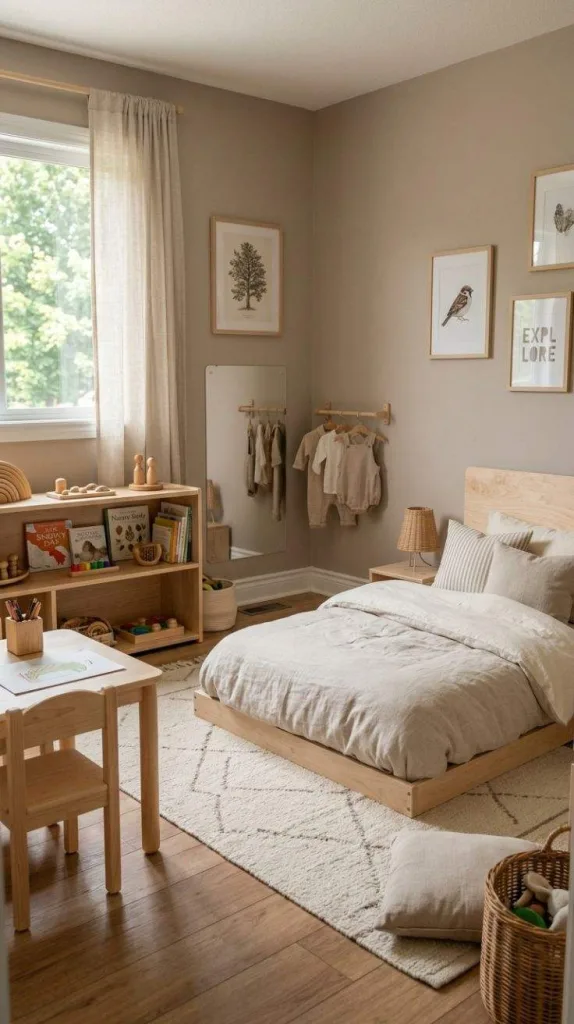 Montessori Bedroom Ideas for a Calm Child-Friendly Space 9 Neutral Color Palette