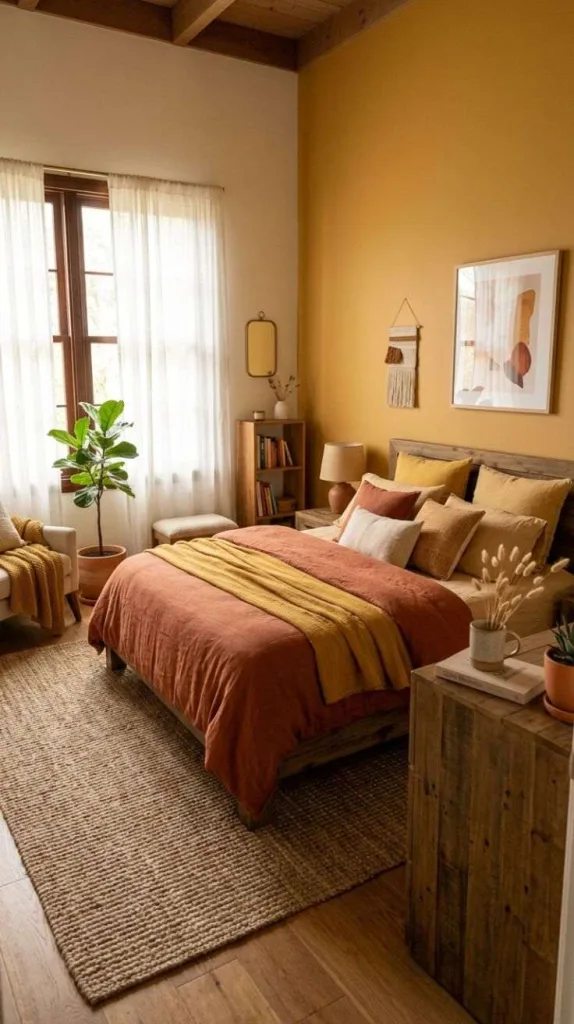 Ochre And Terracotta Bedroom