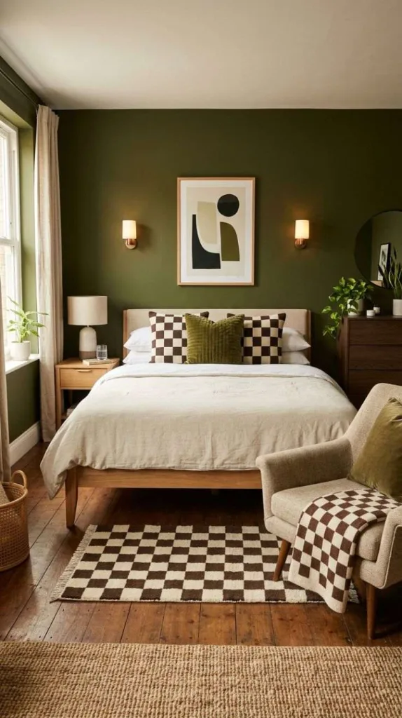 Olive Green + Checkerboard Accents