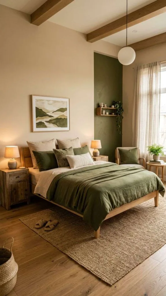 Bedroom Color Schemes for a Cozy Stylish Home 8 Olive Green + Sand Beige