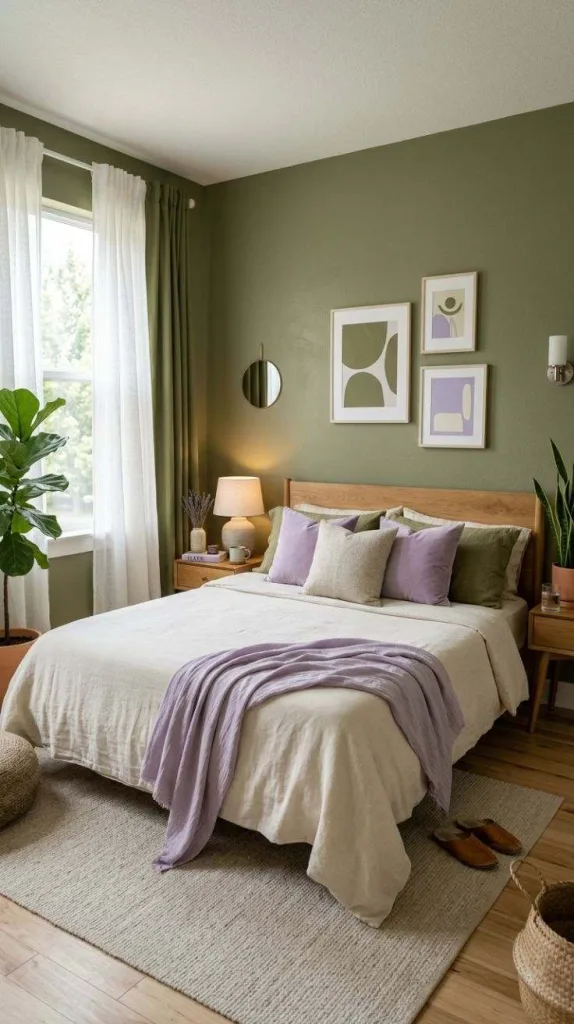 Olive Green + Soft Lavender