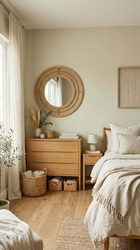 Bedroom Mirror Ideas for a Stylish Bright Bedroom 11 Rattan Framed Mirror