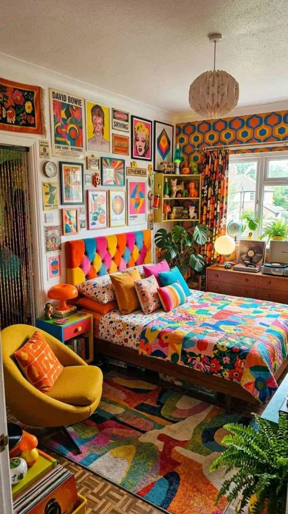 Maximalist Bedroom Ideas for a Bold Colorful Retreat 10 Retro Pop Color Mix