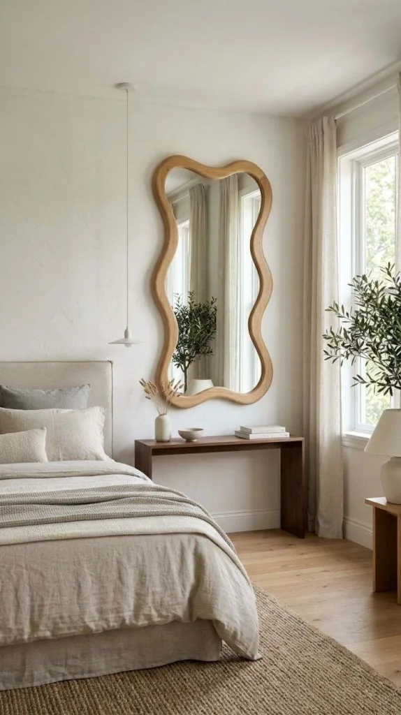 Bedroom Mirror Ideas for a Stylish Bright Bedroom 12 Sculptural Wavy Mirror