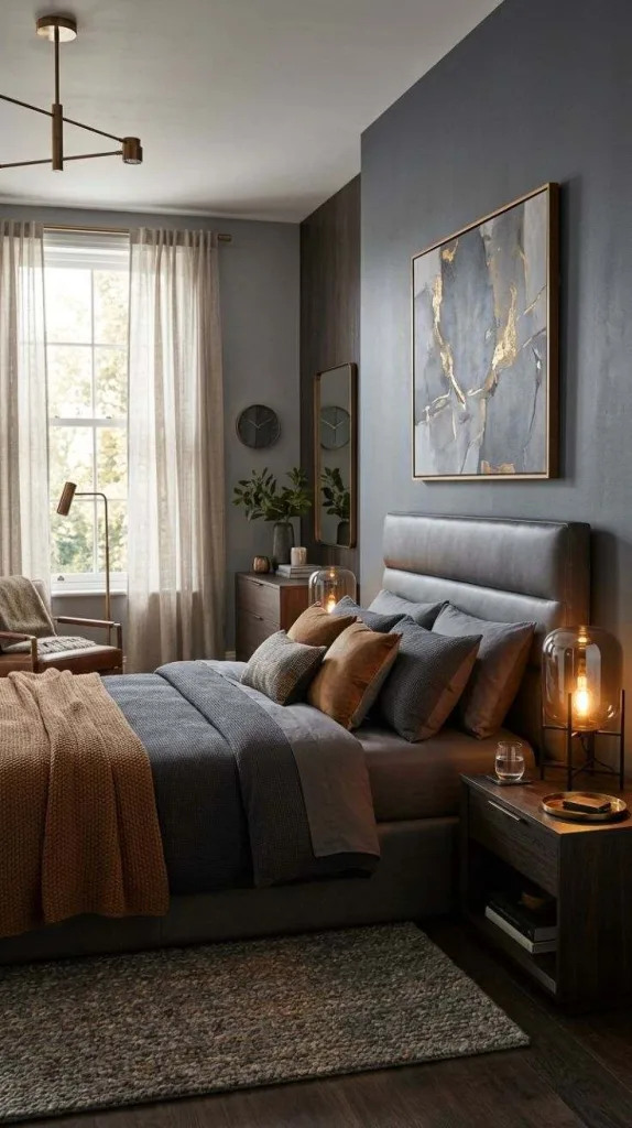Masculine Bedroom Ideas for a Stylish Modern Retreat 9 Slate And Bronze Bedroom
