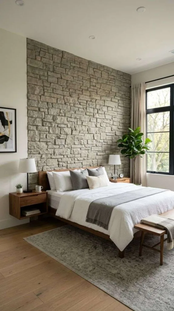 Bedroom Background Ideas for a Stylish Cozy Space 6 Stone Veneer Wall