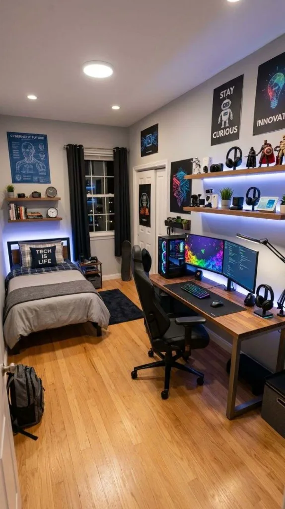 Teenager Bedroom Boy Ideas for a Stylish Modern Space 12 Tech Friendly Bedroom