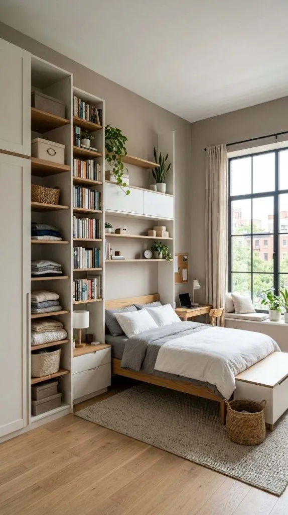 Apartment Bedroom Inspiration for a Cozy Stylish Space 6 Vertical Storage Solutions