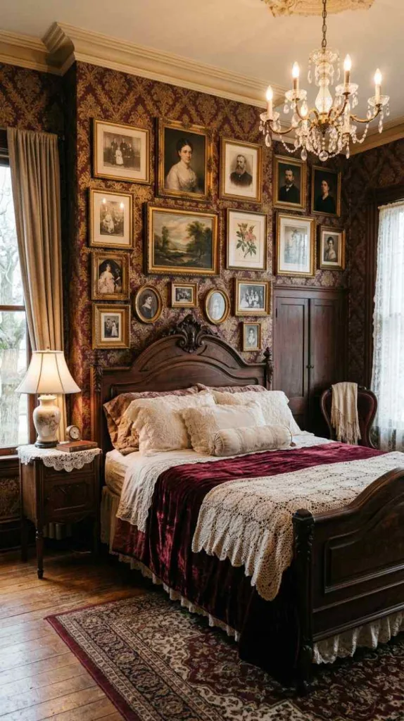 Victorian Bedroom Ideas for a Timeless Elegant Retreat 10 Vintage Gallery Wall Display