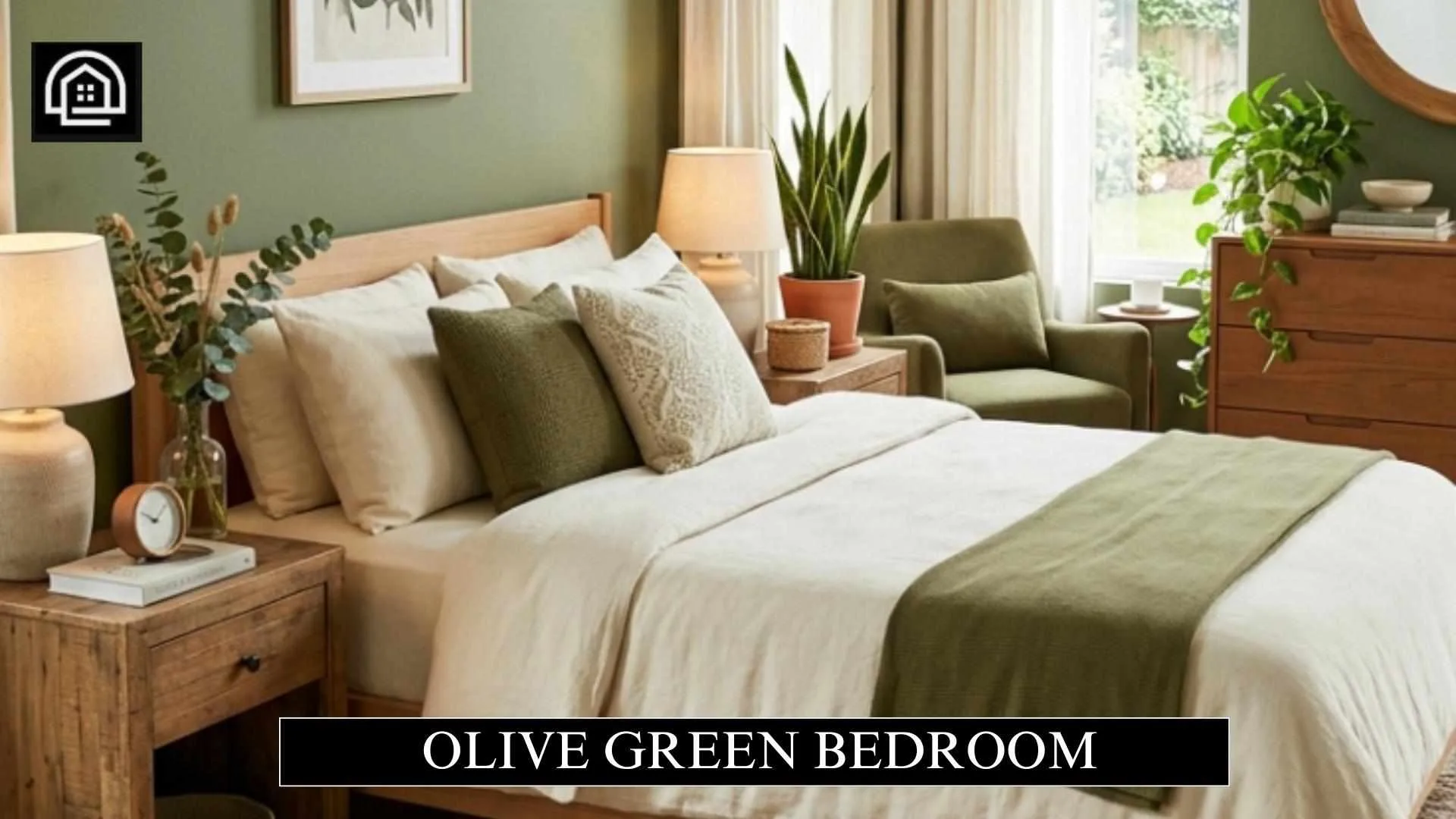 olive green bedroom